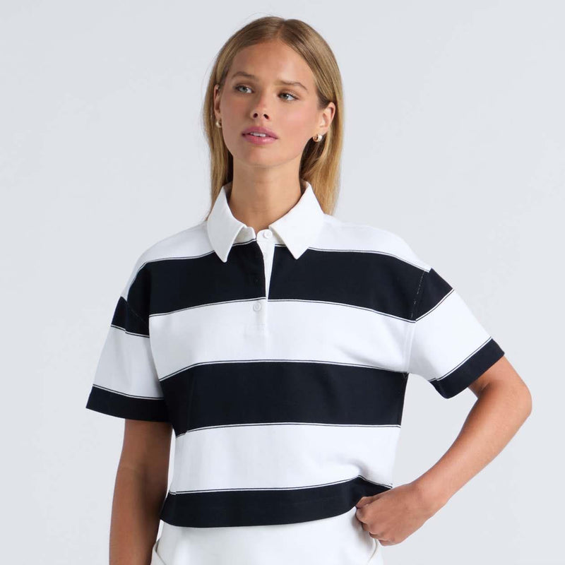 Womens Striped IT Boxy Rugby Polo