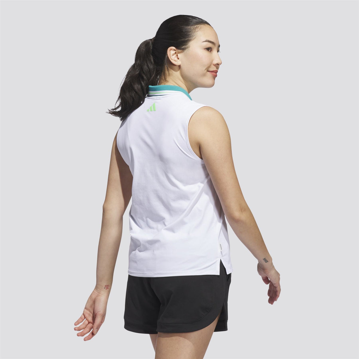 Womens Beyond The Course Twistknit Polo White/Pure Teal