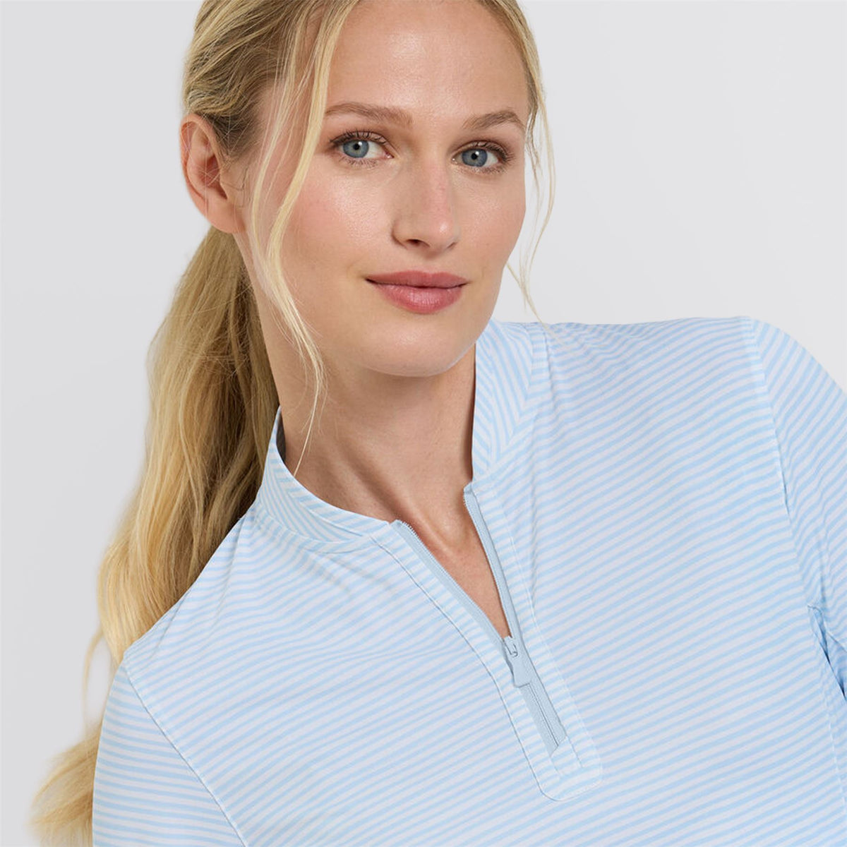 Womens Shadebreak Bunker Stripes Lightweight Sunshirt Blue Brisk