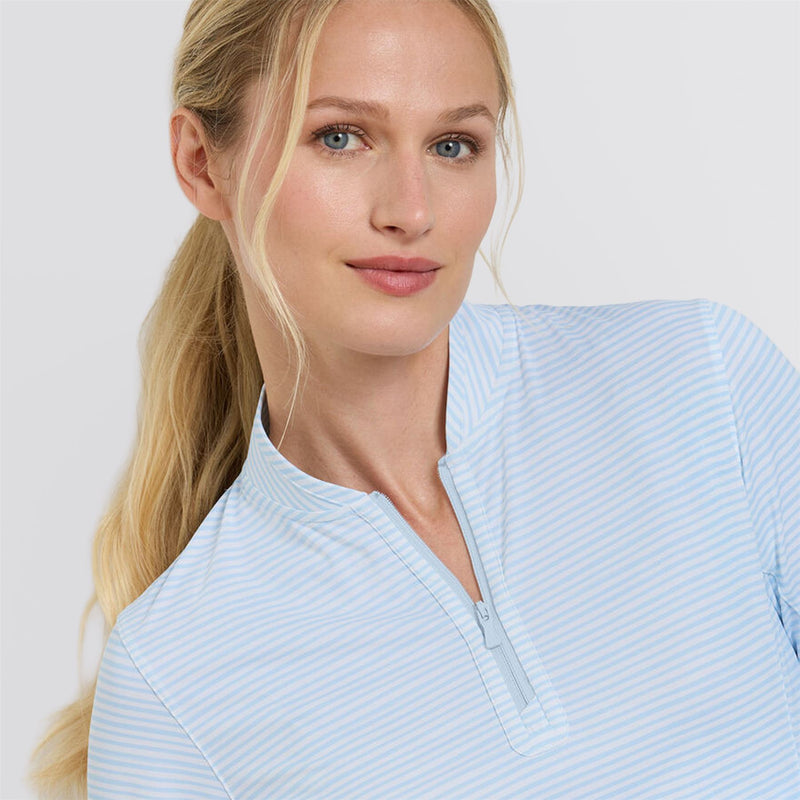 Womens Shadebreak Bunker Stripes Lightweight Sunshirt Blue Brisk