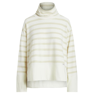 Womens Striped Performance Fleece Pullover Clbhouse Cream/Bsc Sand Stripe - SS23