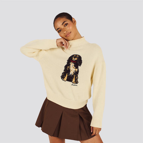 Womens Maisy Intarsia Sweater Beige