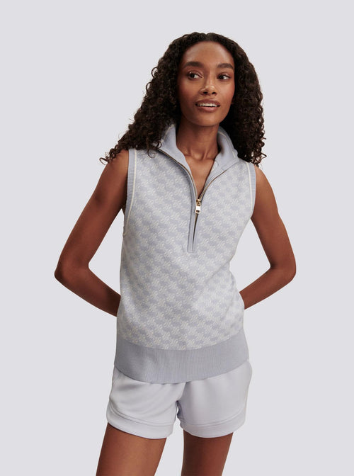 Womens Vincent Half Zip Knit Xenon Blue/White