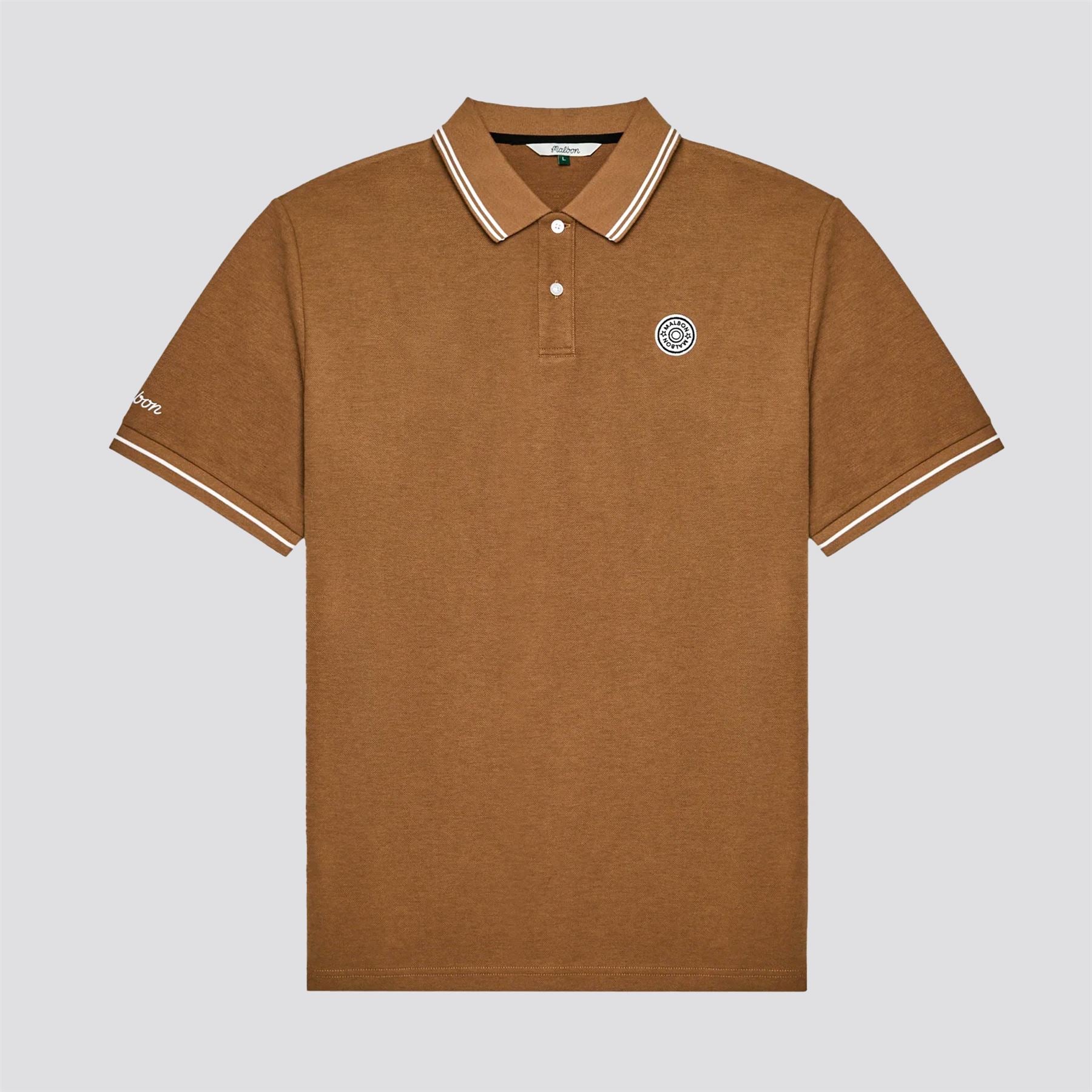 Malbon Fairway Applique Pique Polo British Tan | TRENDYGOLF USA