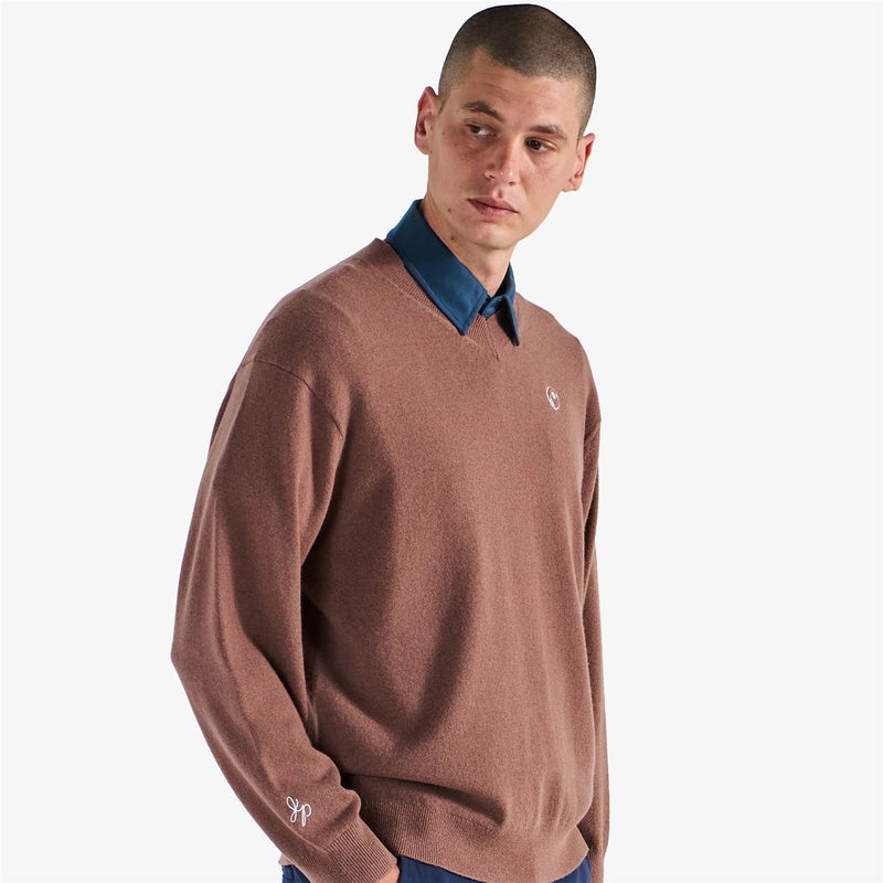 x Jesper Parnevik V-Neck Merino Wool Sweater Chocolate
