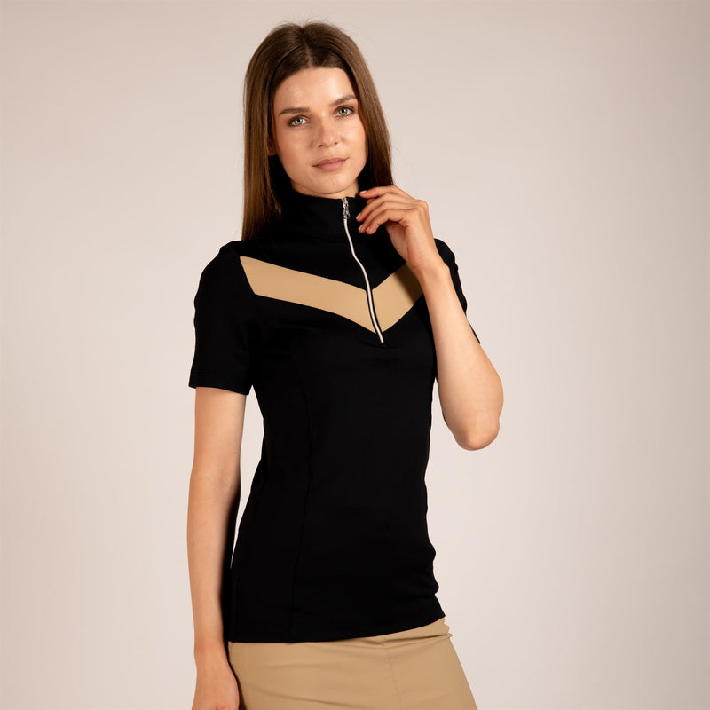 Womens The Carrie Short Sleeve Top Black/Khaki