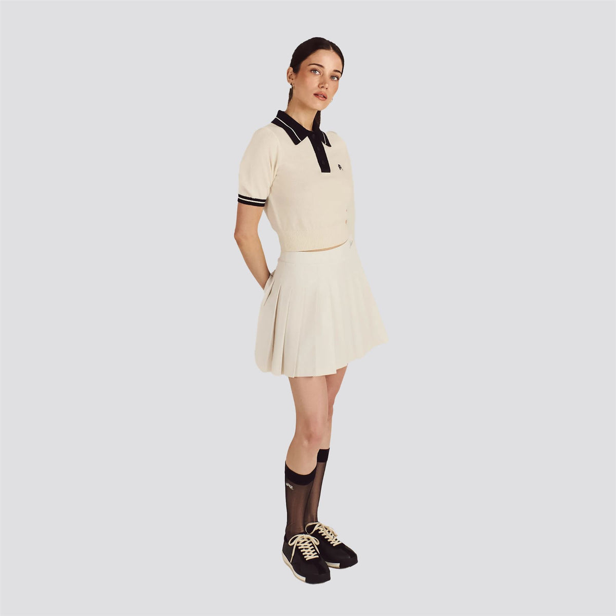 Womens Mikayla Cropped Knit Top Canvas