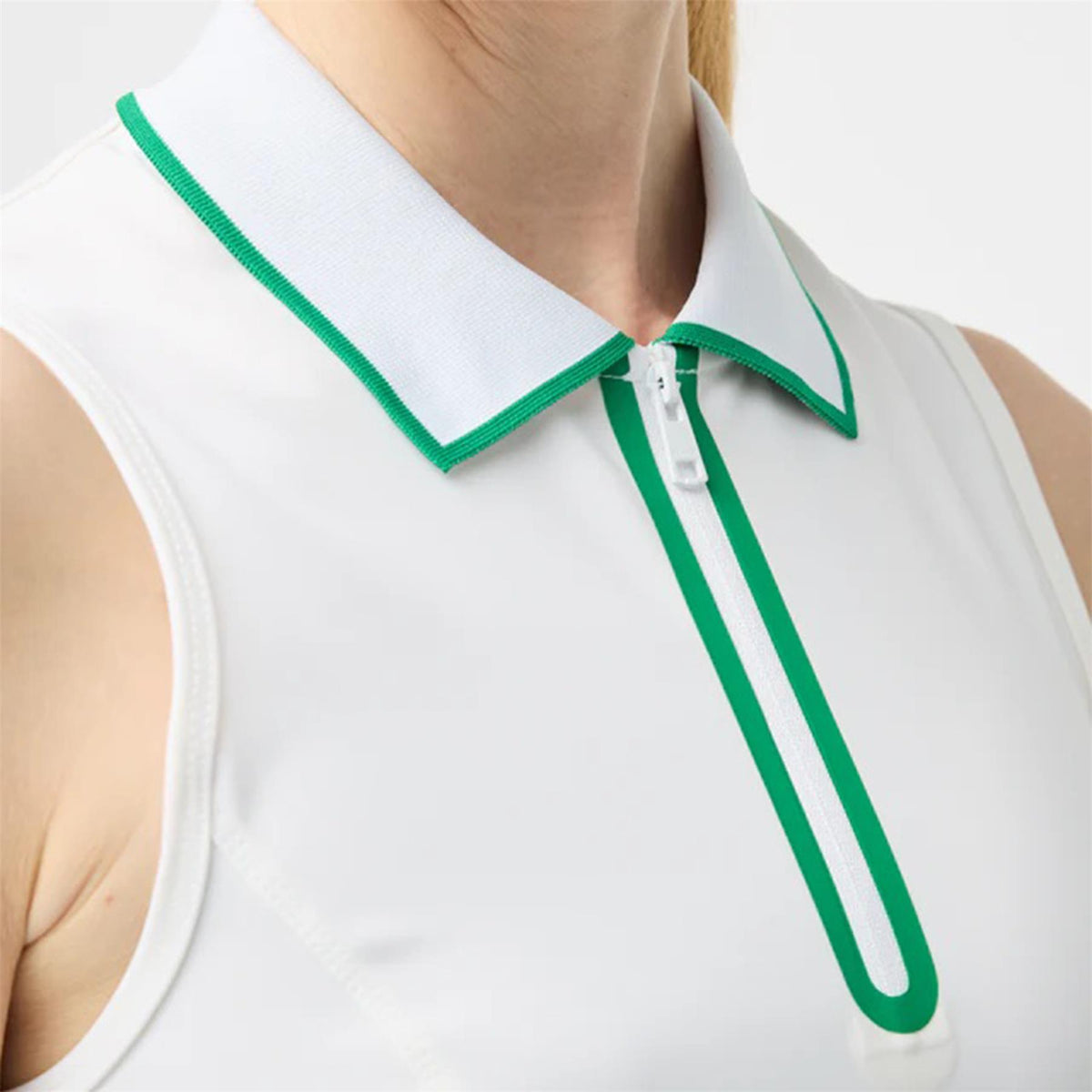 Womens Quarter Zip Polo Dress White/Sport Green