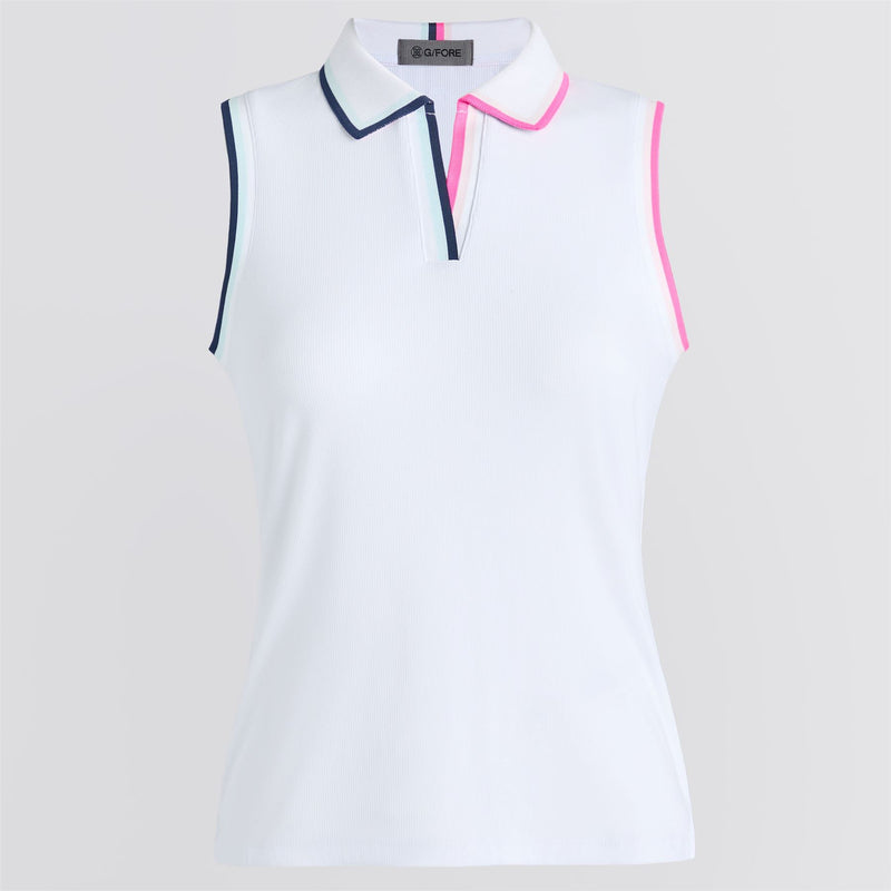 Womens Johnny Collar Ribbed Tech SL Polo Snow