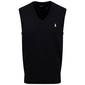 Performance Cotton-Blend Sweater Vest Polo Black