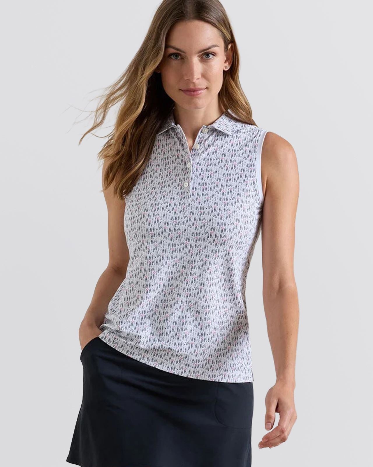 Womens Poppies In Play Banded Sport Mesh Polo