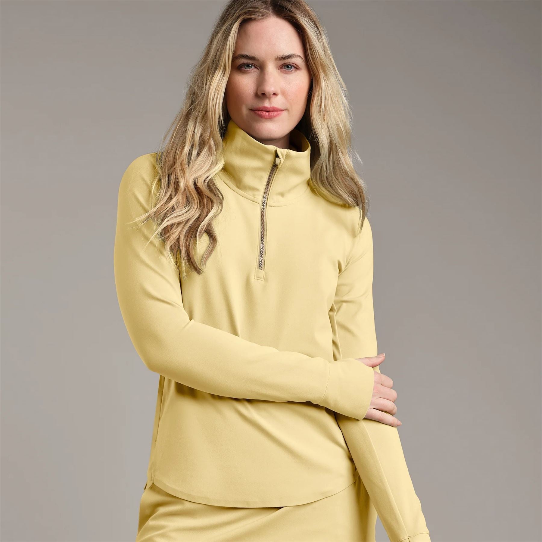 Womens Course to Court Quarter Zip Yellow Dawn