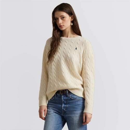 RLX Womens Julianna Cashmere Blend Pullover Authentic Cream Navy