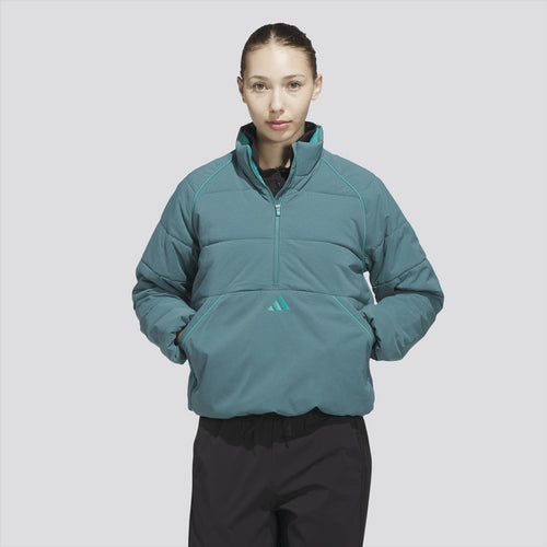 Womens Beyond The Course Twistweave Loose Quarter Zip Jacket Preloved Teal