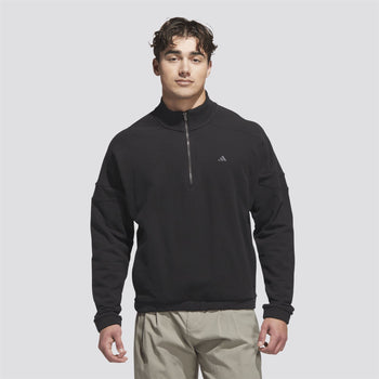 コー adidas Go-To Heritage Loose Quarter Zip Black | TRENDYGOLF USA