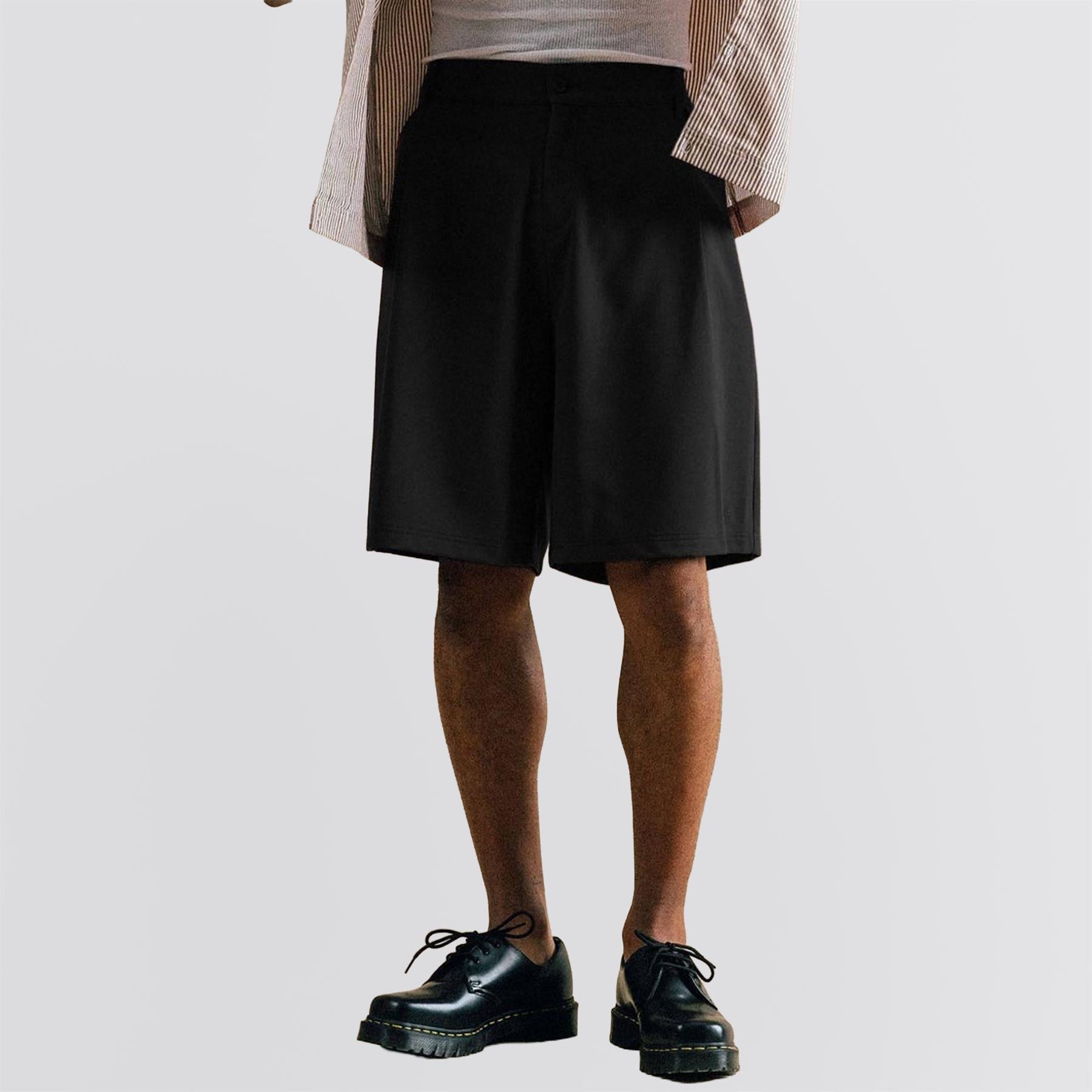 Calculus Baggy Slack Pleated Shorts Black