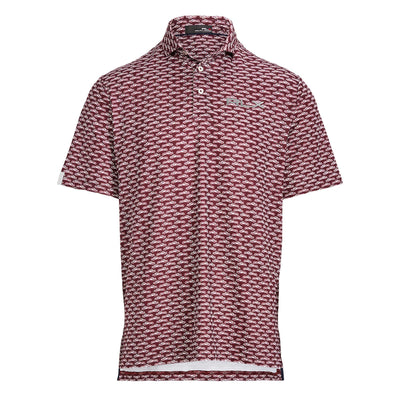 Classic Fit Performance Print Polo Shirt Vintage Automobile Rich Ruby - AW23