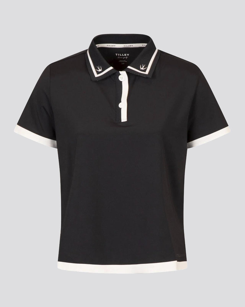 Womens Boxy Polo Navy/White