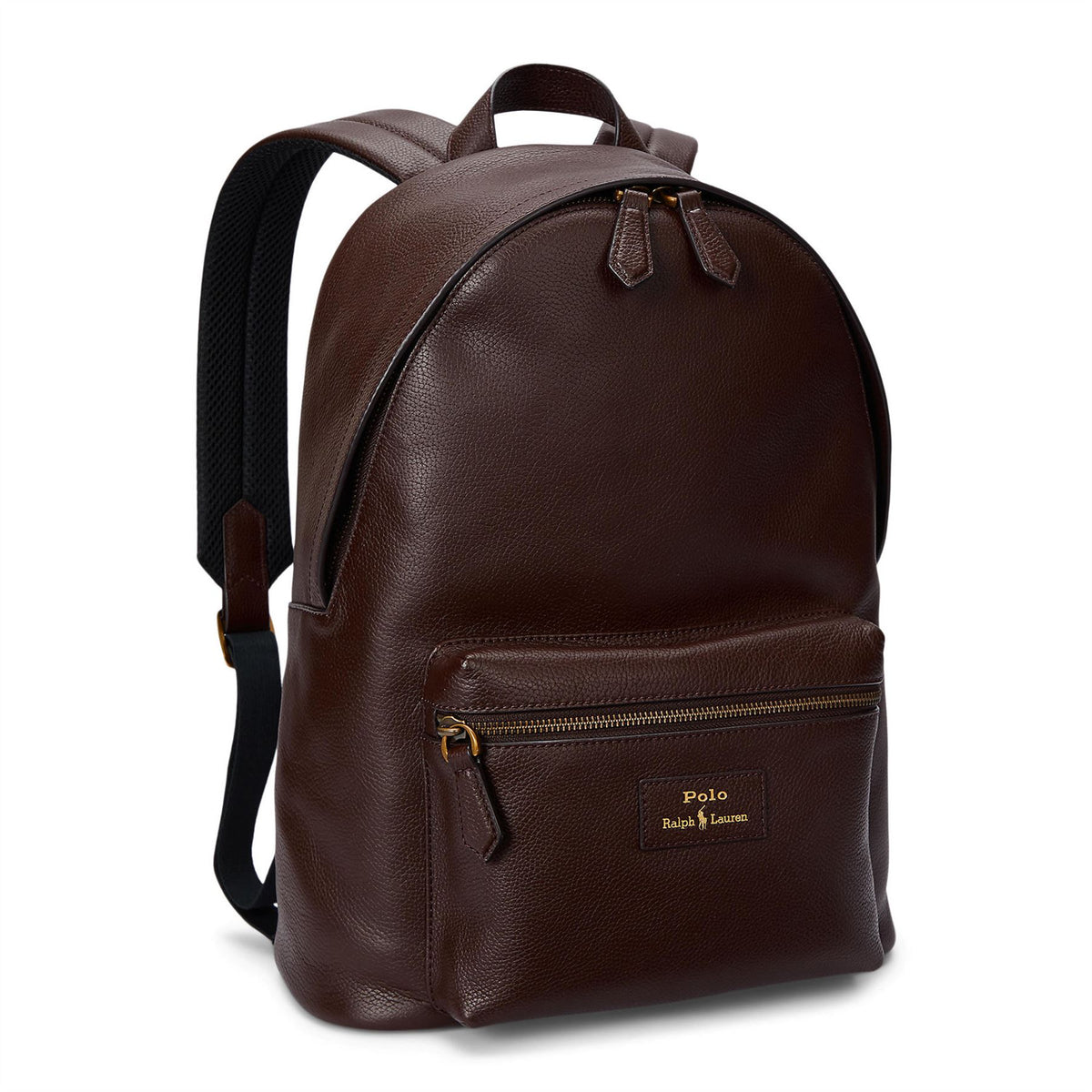 Polo Golf Pebble Leather Dome Large Backpack Dark Brown