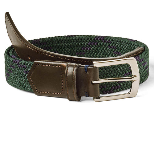 The Fischer Belt Pine/Navy Dogleg Stripe - 2025