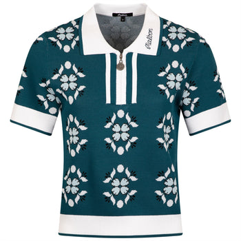 Malbon Golf Lucia Quarter Zip Polo Ocean Multi | TRENDYGOLF USA