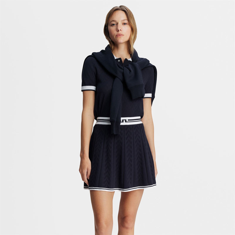 Womens Pamela Pointelle Knitted Skirt JL Navy
