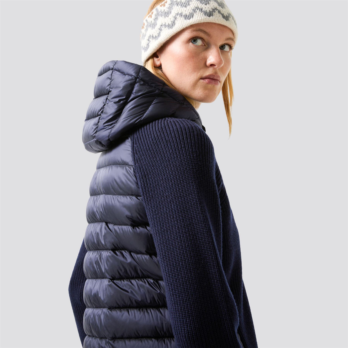 Womens Pamy Hybrid Knit Jacket Navy