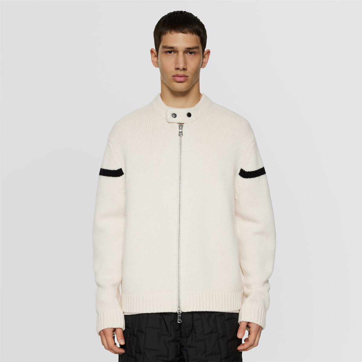 Kessler Biker Zip Knitted Jacket Moonbeam