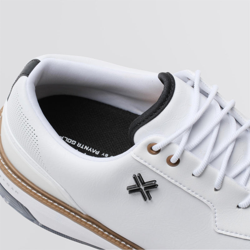 Reserve Classic Tour RS Spiked Golf Shoes White/Black/Tan