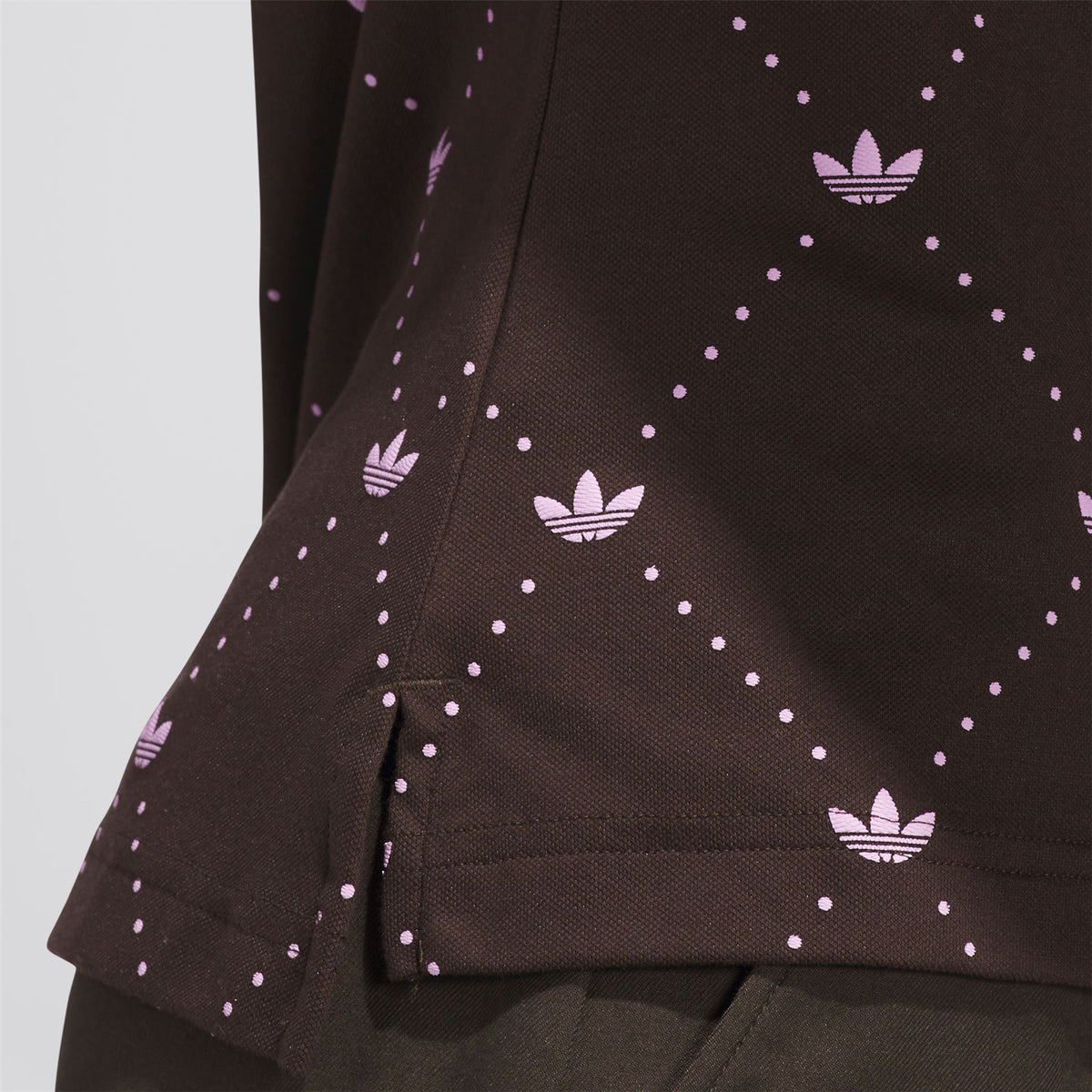 Womens Originals Printed Trefoil Polo Dark Brown/Bliss Lilac