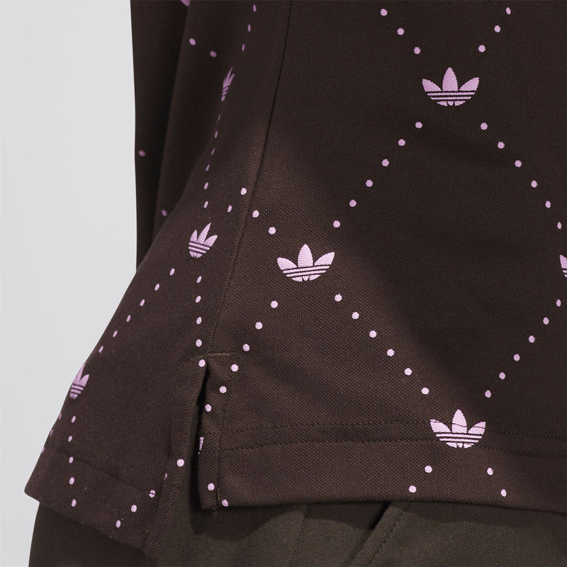 Womens Originals Printed Trefoil Polo Dark Brown/Bliss Lilac