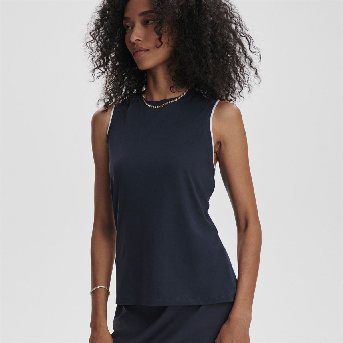 Womens Arton Performance Tank Polo Blue Nights/White