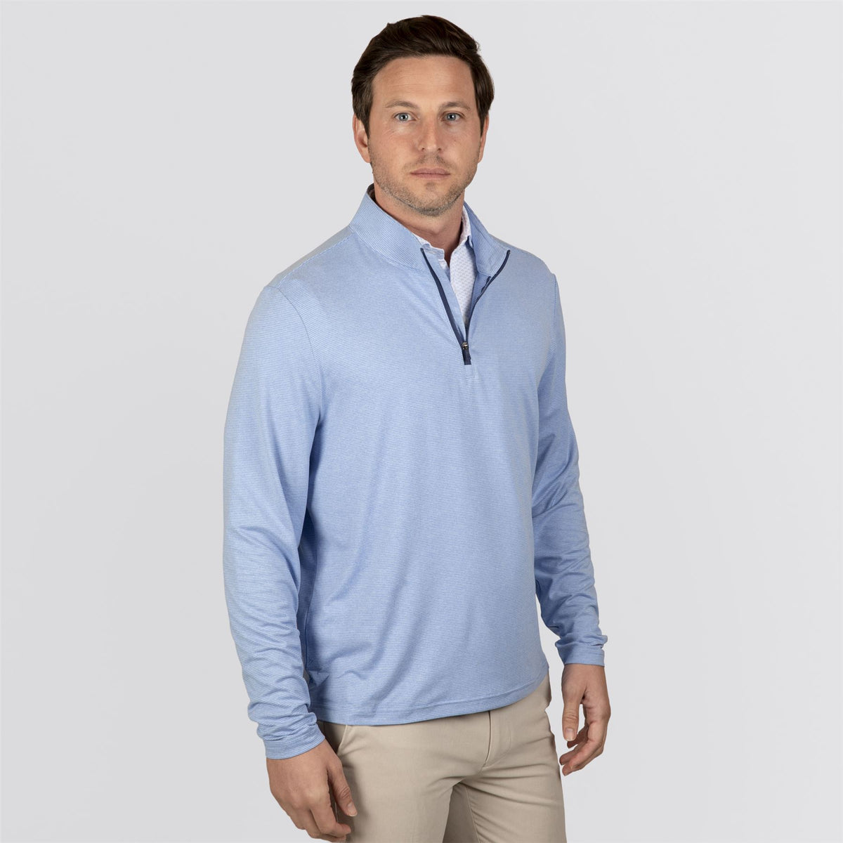 The Royce Quarter-Zip Pullover Heathered Horizon Blue