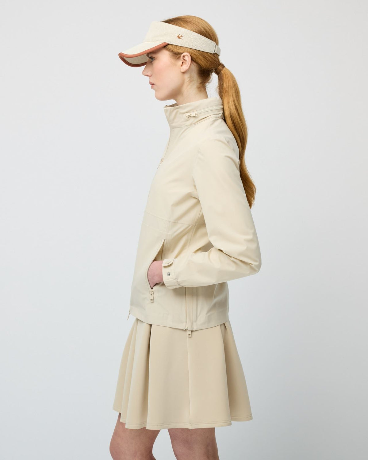 Womens Full Zip Rain Jacket Light Tan