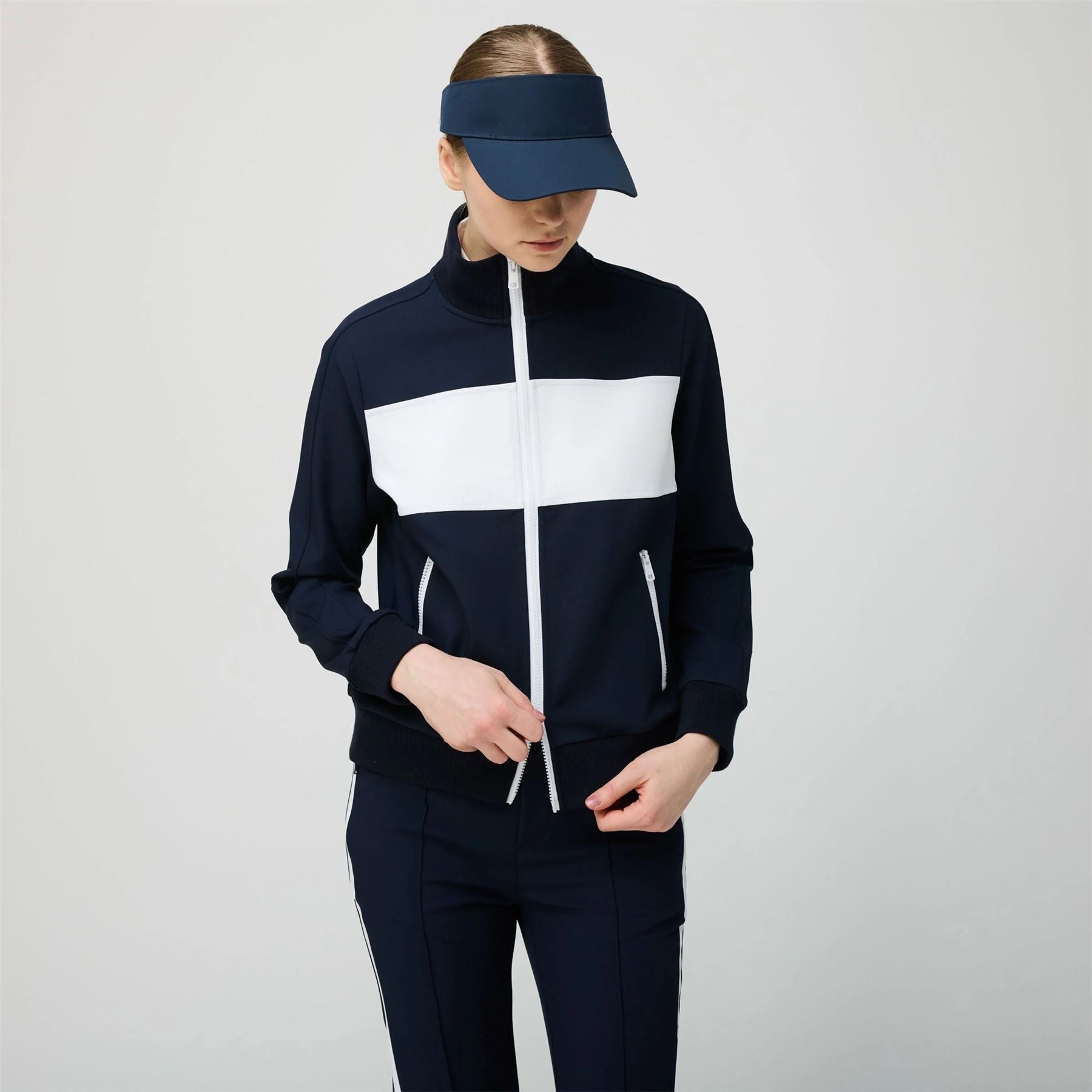 Womens Warm Up Jacket Navy/White