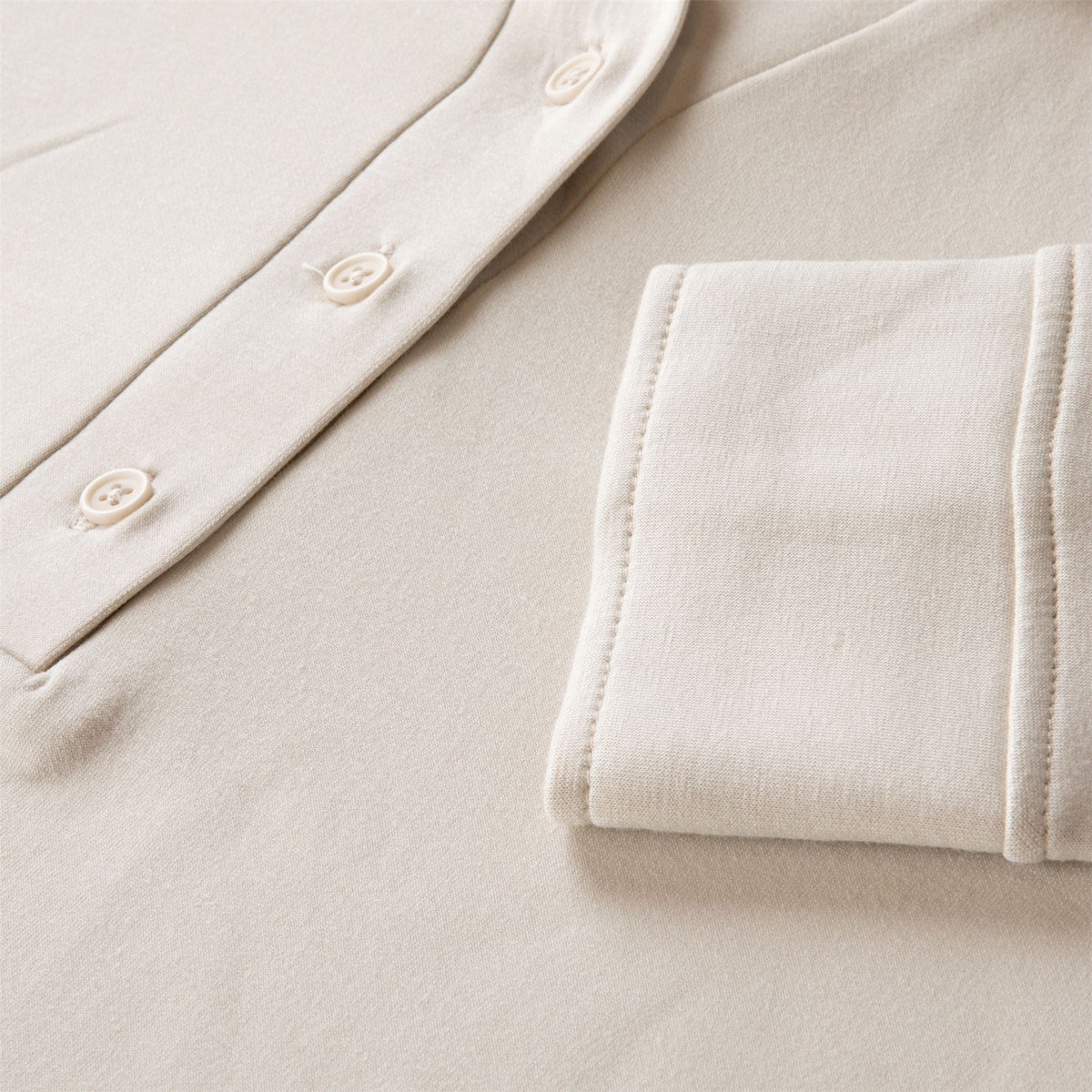 Womens Polo V-Neck Top Silver Birch