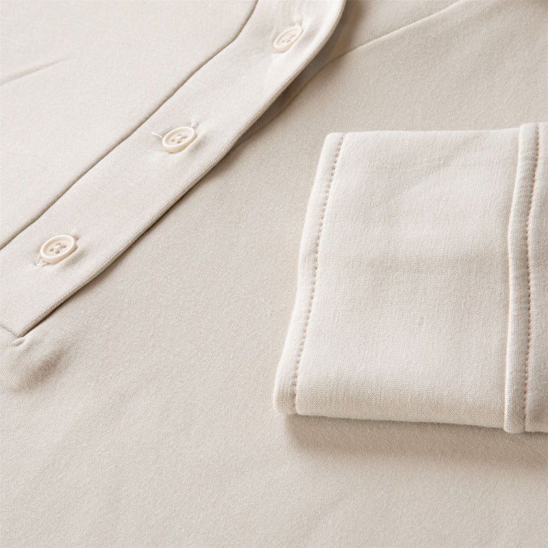 Womens Polo V-Neck Top Silver Birch