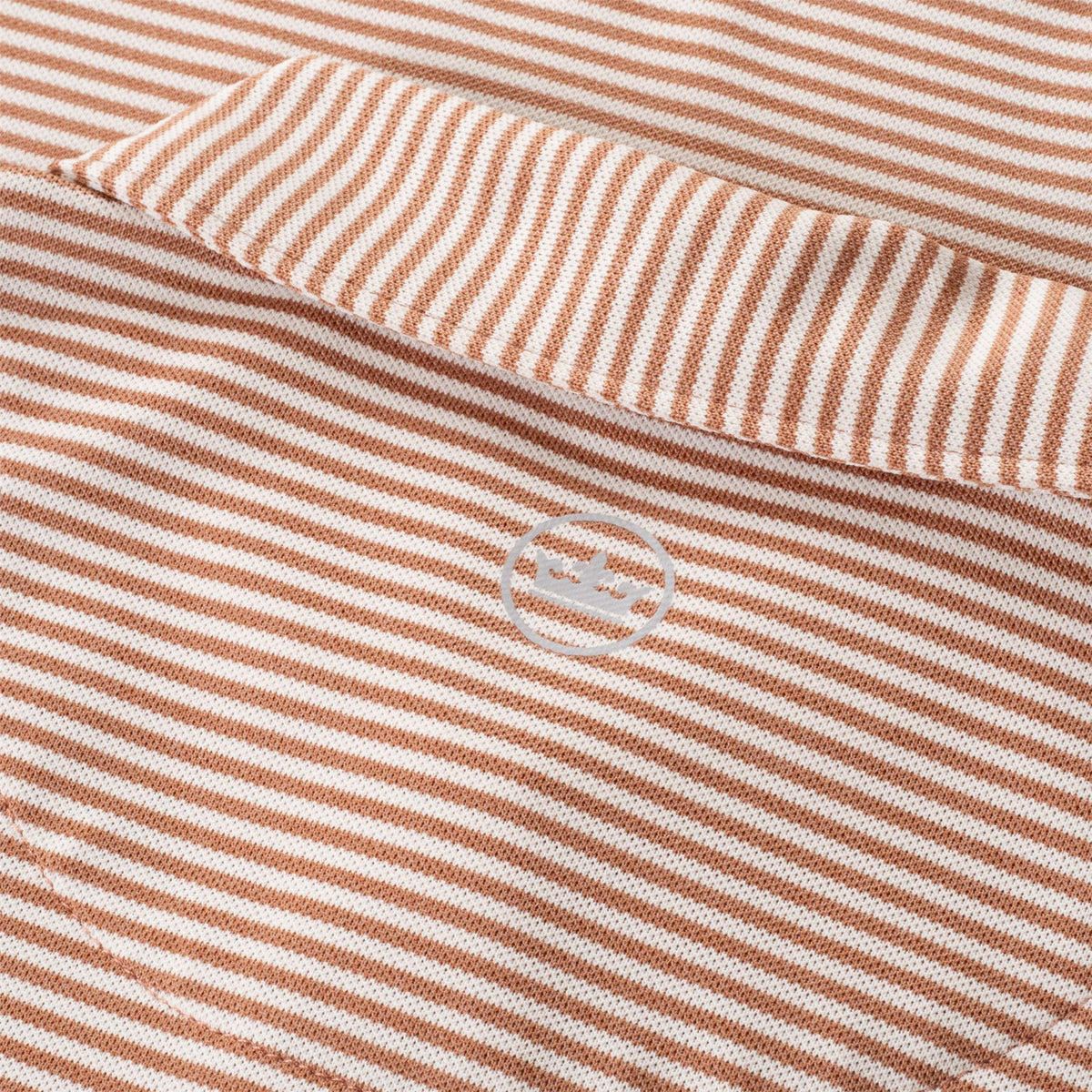 Womens Vista Stripe Sport Mesh Button Polo Camel/Ivory