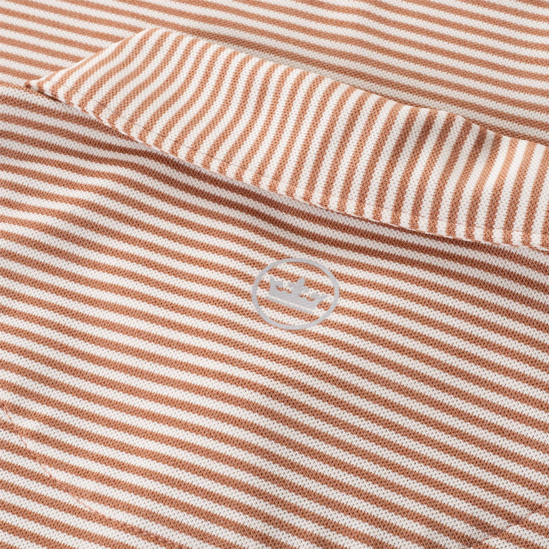 Womens Vista Stripe Sport Mesh Button Polo Camel/Ivory
