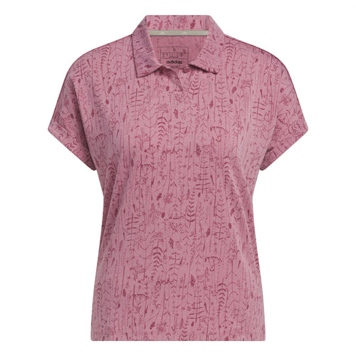 Womens Go-To Printed Polo Pink Strata - SS23