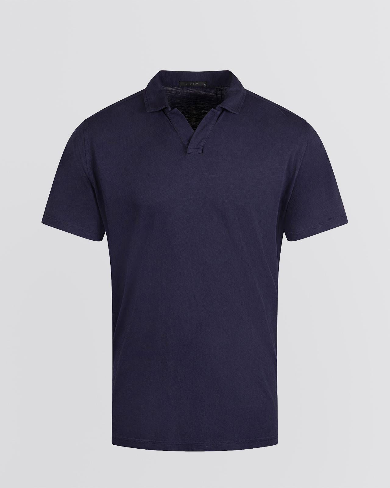 Alpha Slub Johnny Collar Polo Maltese Blue