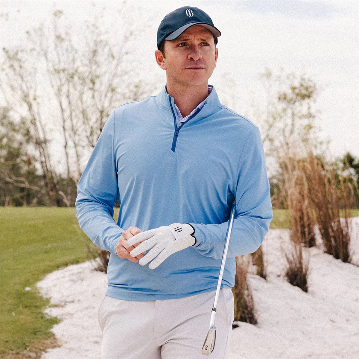 The Bell Quarter Zip Pullover Mid Layer Heathered Skye