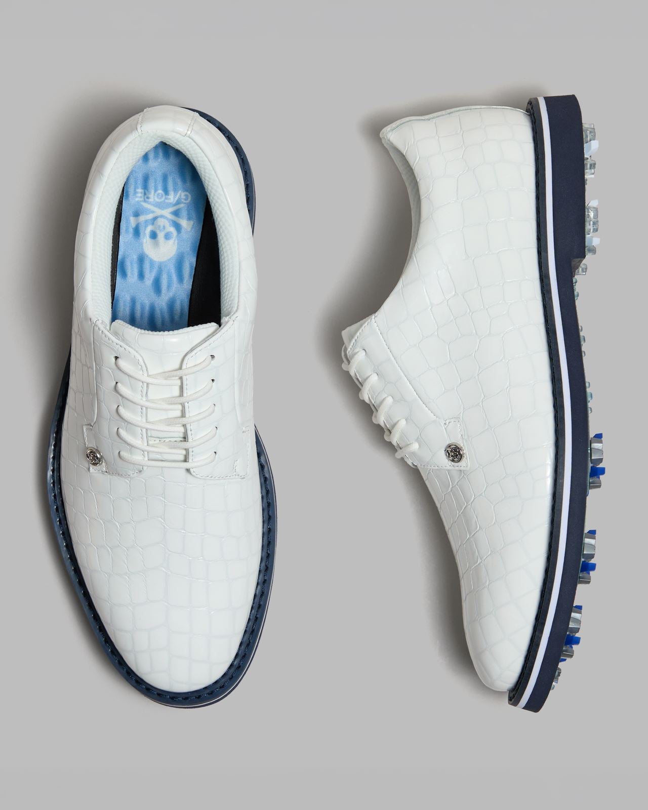 G/FORE GALLIVANTER G/LOCK Croc Embossed Leather Shoes Snow