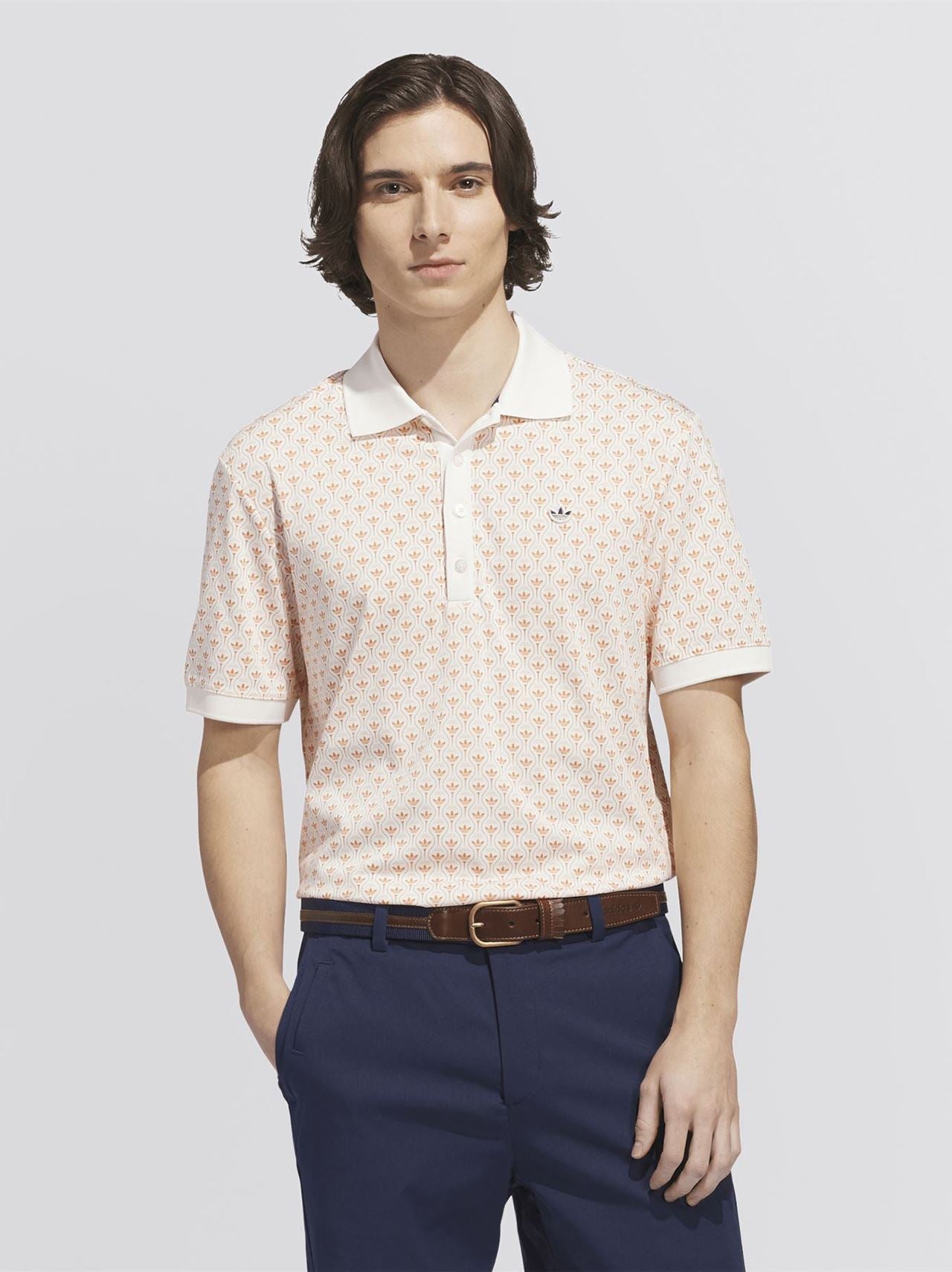 Originals All Over Trefoil Polo Chalk White/Dusky Orange