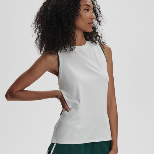 Womens Arton Performance Tank Polo White/Forest