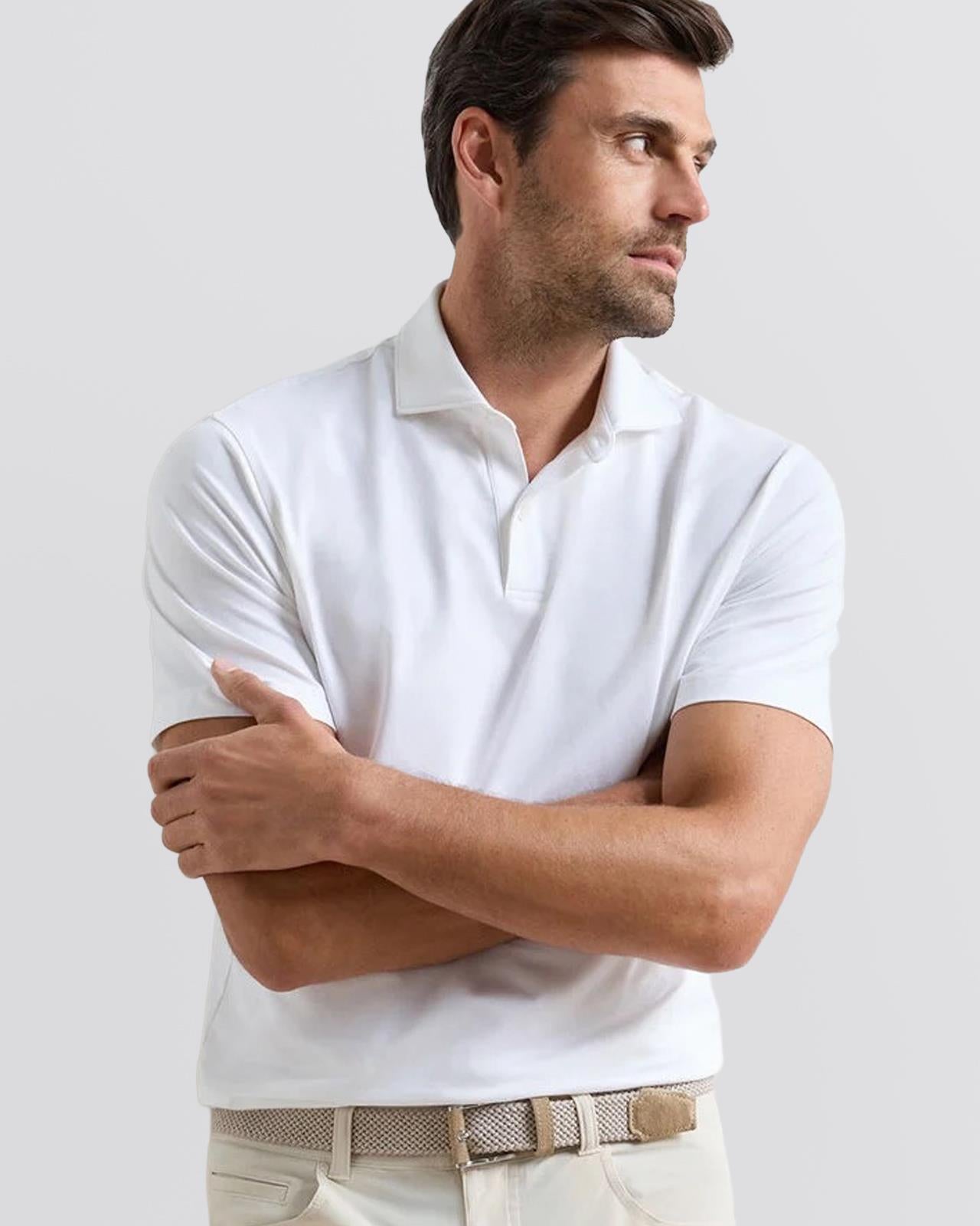 Albatross Cotton-Blend Pique Polo White