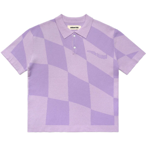 Checkered Knit Polo Berry - SS23