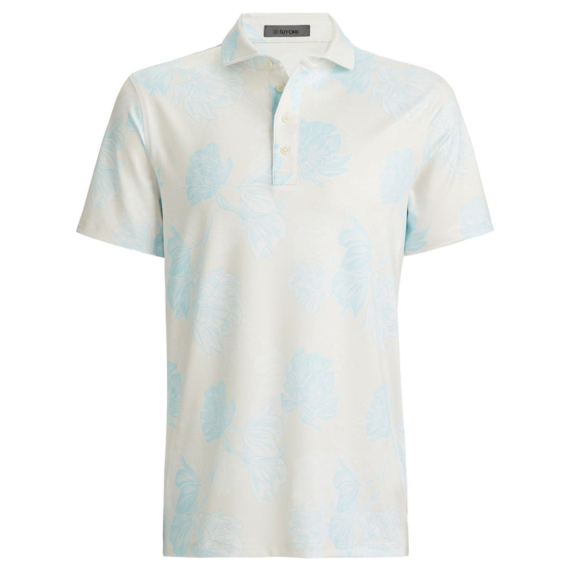 Stamped Floral Tech Jersey Polo Stone