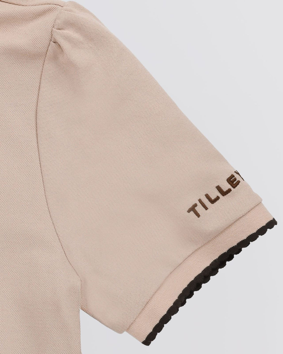 Womens Preppy Pique Puff Sleeve Polo Tan/Chocolate