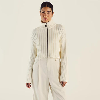 【MALBON GOLF】WOMENS COLLECTION ALLEGRA Chunky Knit Zip-up ALLEGRA CHUNKY KNIT ZIP UP – Malbon Golf